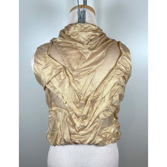 Di Petsa Wetlook High Neck Metallic Gold Top Size XL - Picture 7 of 9
